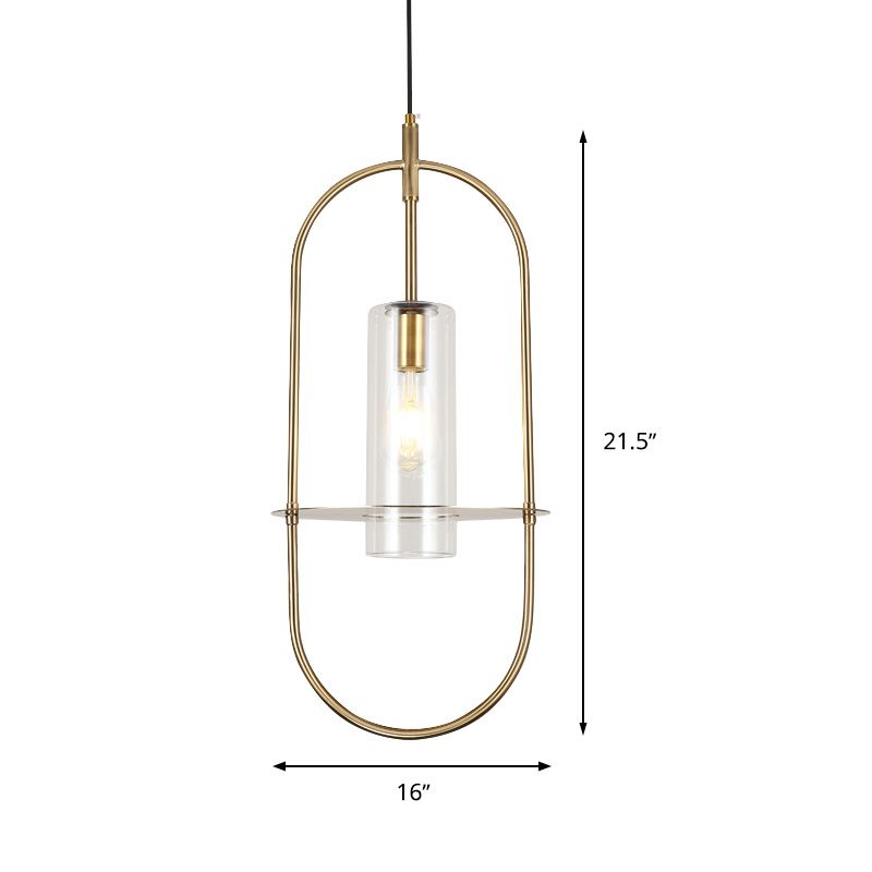 Modernismus Zylinder hängende Leuchten Metall 1 Leicht Wohnzimmer Deckenanhänger in Gold