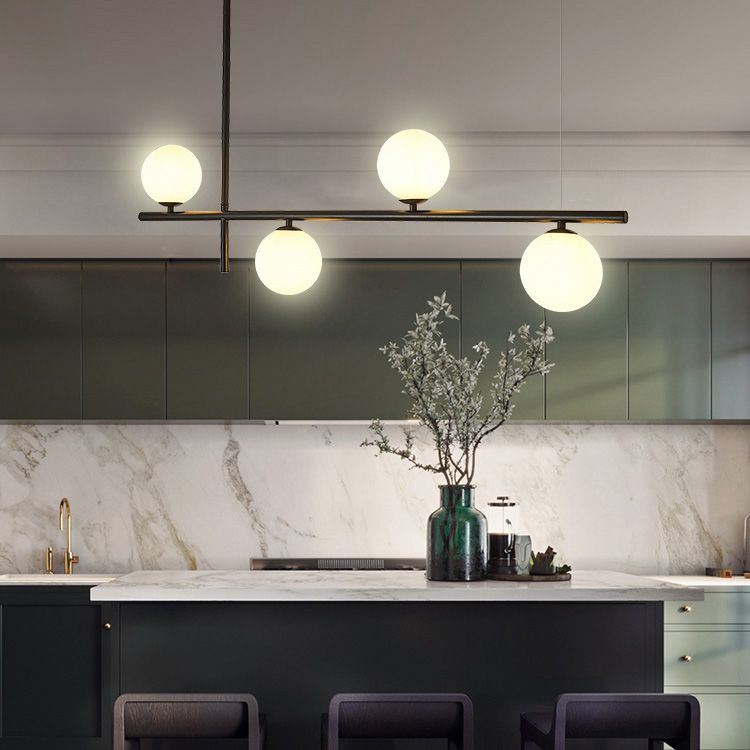 Pendants contemporains Sphère Glass Island Chandelier pour la cuisine