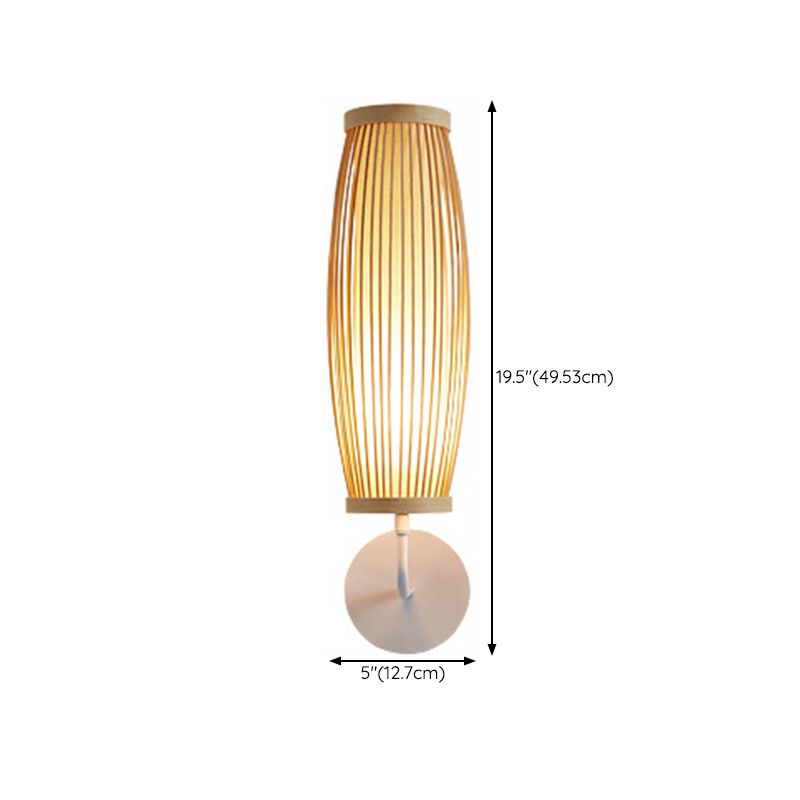 1 Light Geometric Wall Light Sconces Contemporary Bamboo for Bedroom