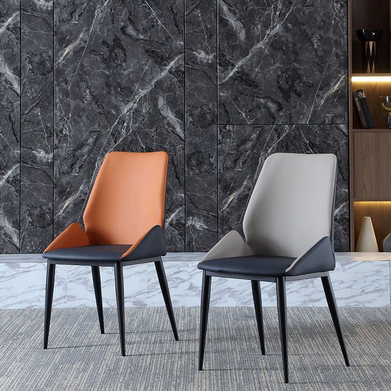 Silla de comedor de metal industrial, sillón de comedor de cuero sintético para uso en restaurantes
