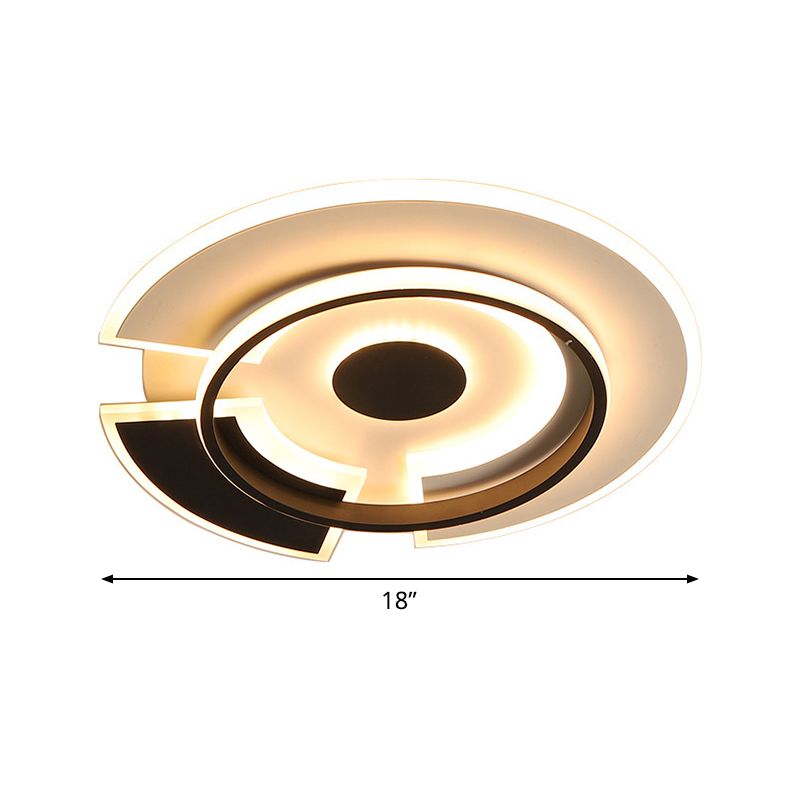 Spliced Disc Thin Ceiling Light Modern Acrylic Black and White 18"/21.5" Wide LED Flush Mount Light Fixture in Warm/White Light