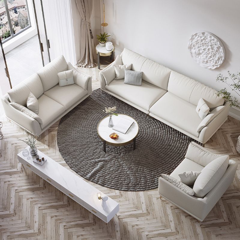 Faux Leather Sofa 36.22" D x 35.43" H Flared Arm Sofa for Living Room
