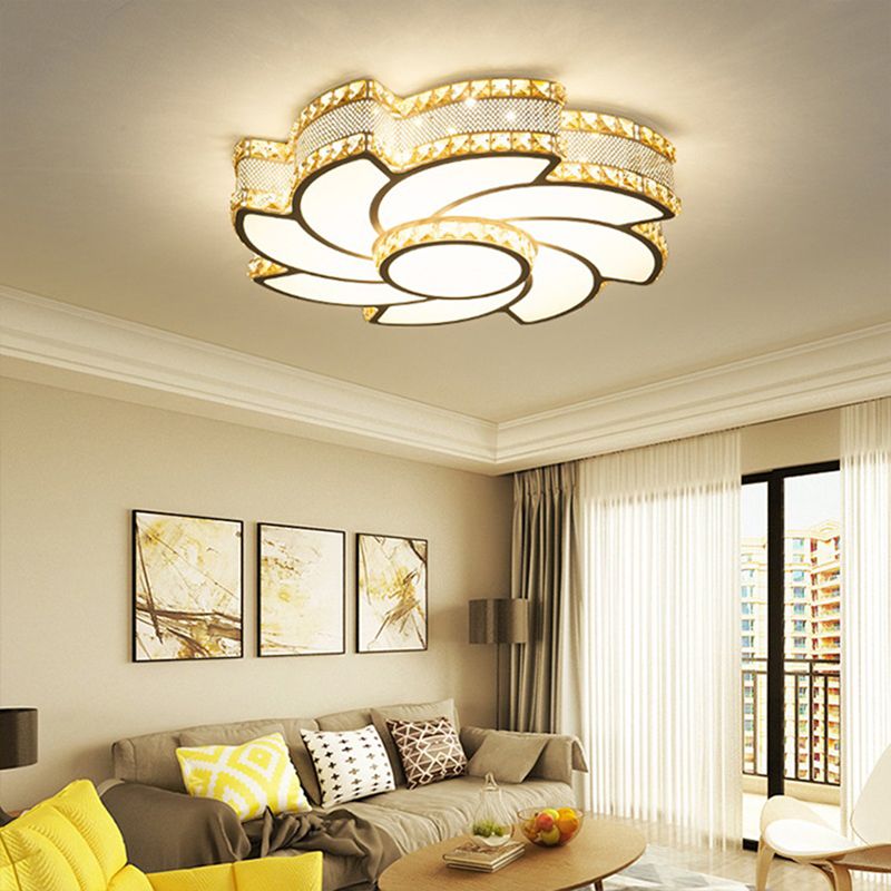 Kristall Blume Flush Halterung Deckenbefestigung Moderne LED Weiß Flush-Mount-Licht-Armatur