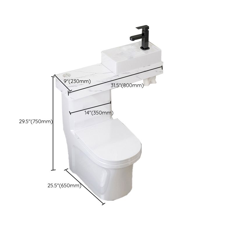 Contemporary Ceramic Flush Toilet Floor Mounted White Urine Toilet with Seat for Washroom