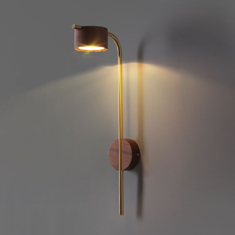 Contemporary Wood Wall Mounted Lighting Cylinder Shape Wall Lamp for Bedroom