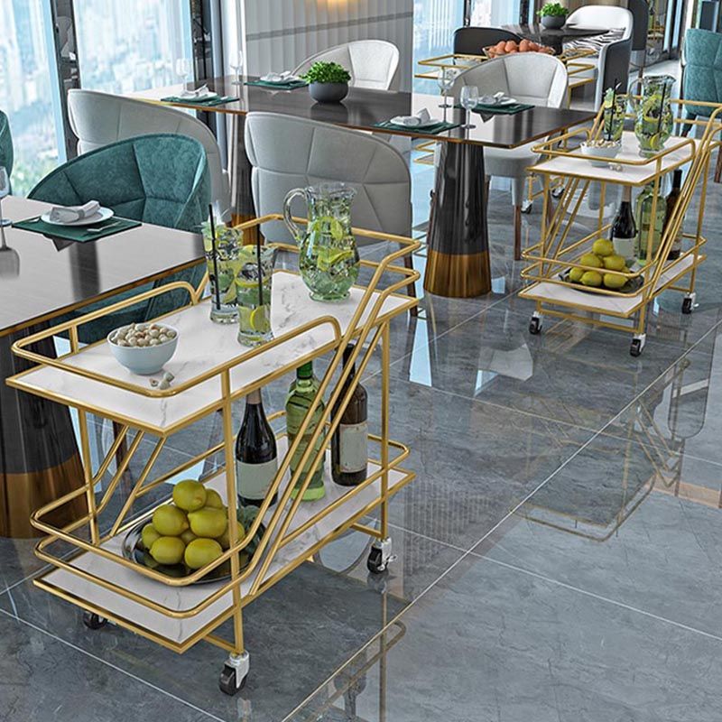 Contemporary Metal Prep Table 32.68"H Rolling Prep Table for Dining Room