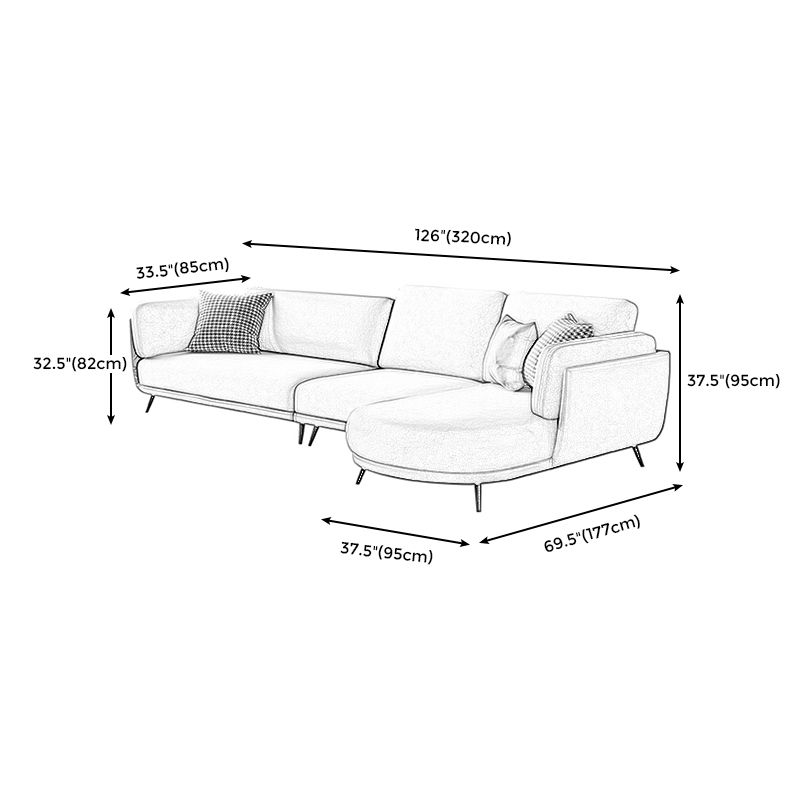 Faux Leather Scandinavian L-Shape Sectional with Pillowed Back Cushions