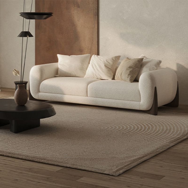 Contemporary White Wool Sofa Tuxedo Arm Cushions Sofa with Pillows