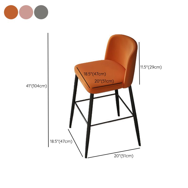 Industrial Style Counter Stool Upholstered Living Room Bar Stool with Metal Legs