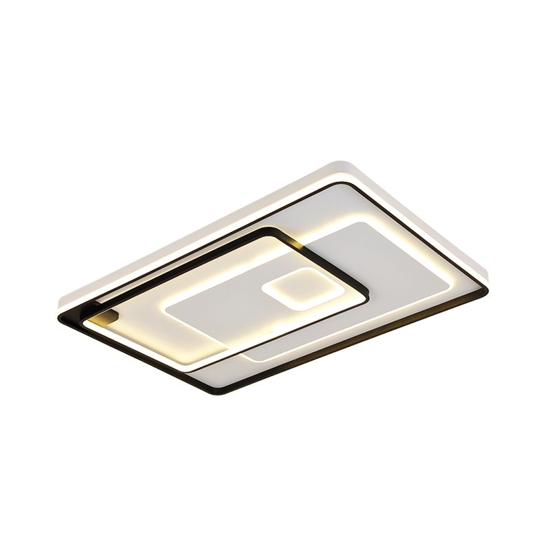 Lámpara de techo LED de estilo moderno, lámpara de montaje empotrado redonda/cuadrada/rectangular en capas negras con pantalla acrílica, luz blanca/cálida