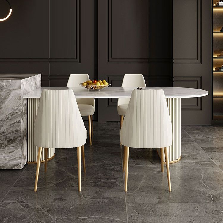 Scandinavian 1/2/5 Rectangle White Dining Table Set for Kitchen