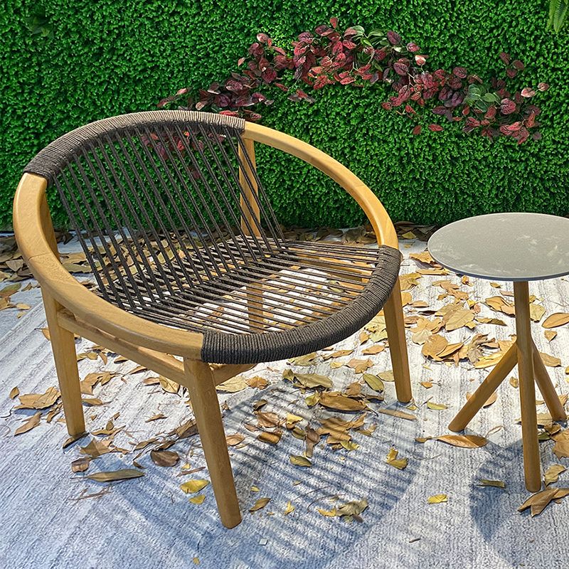 Contemporary Solid Wood Dining Armchair with Arm Patio Dining Chair