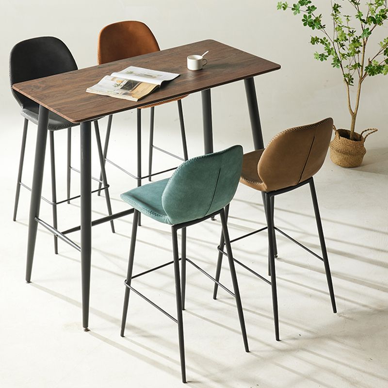 Modern Style Backrest Counter High Stool with Leather Cushion