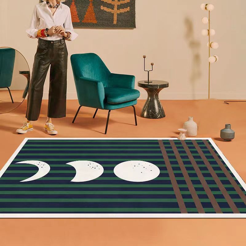 Brown Graphic Carpet Polyester Modern Carpet Stain Resistant Carpet for Living Room