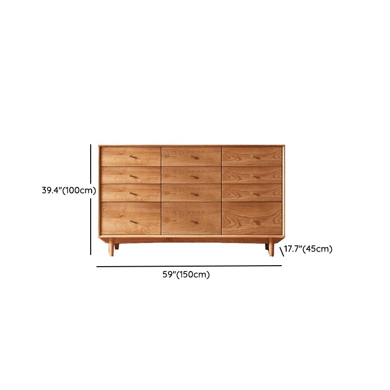Traditional Horizontal Double Dresser Wood Storage Dresser with Drawers for Home