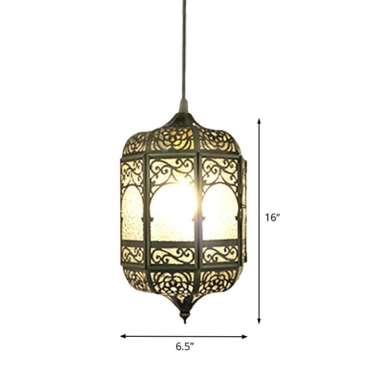 Antiqued Barrel Pendant Lighting 1 Bulb Metallic Hanging Ceiling Light in Brass for Corridor