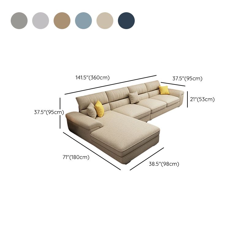 Nordic Cushions Stationary Fabric Living Room Recessed Arm Sofa