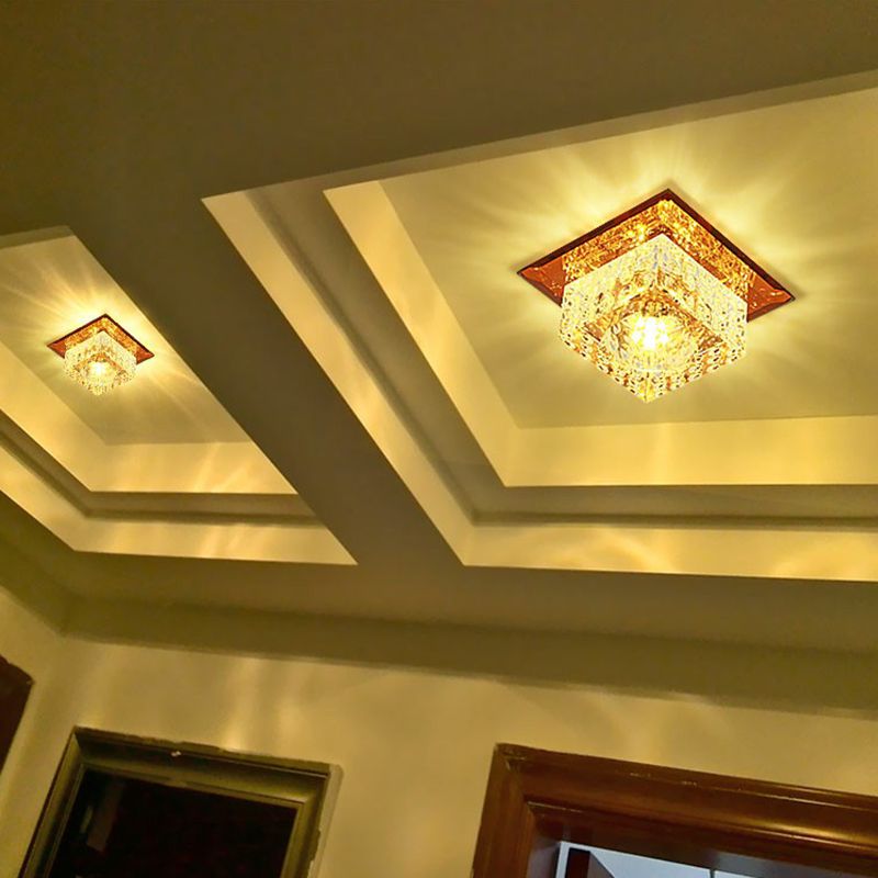 Klare quadratische LED-Unterputzleuchte Einfachheit Kristall-Unterputz-Deckenleuchte für Foyer
