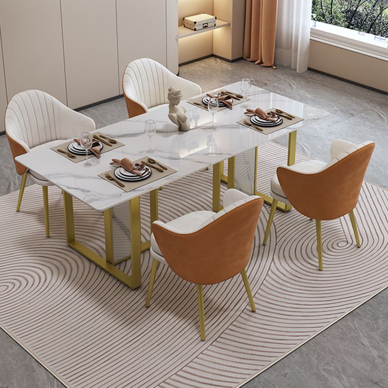 Modern Rectangle Stone Dining Table 1/5 Pieces Dining Set for Cafe
