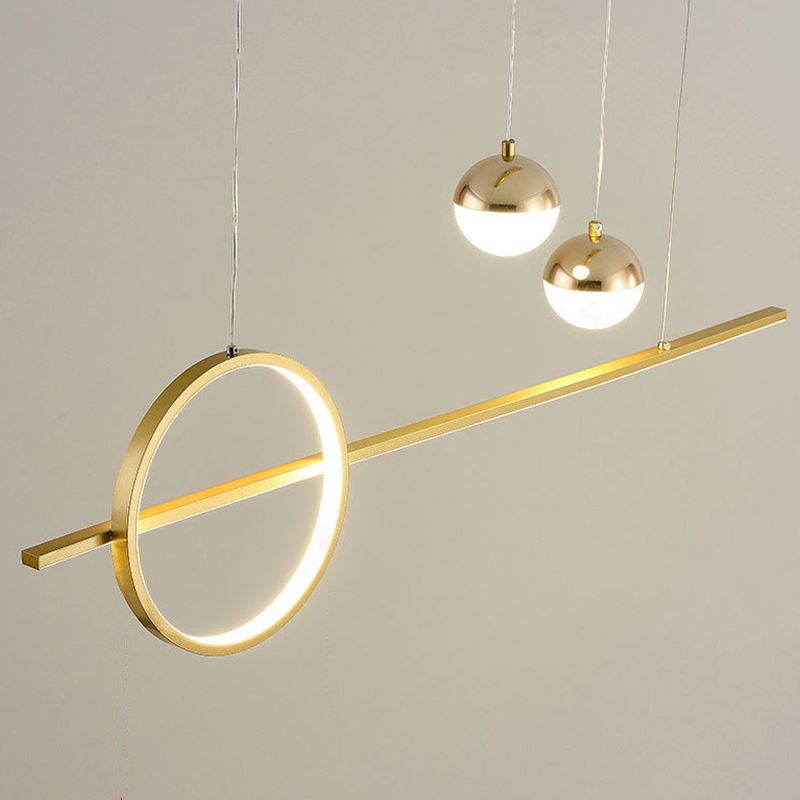 Metal and Acrylic Pendant Ceiling in Black / Gold Post Modern Kitchen Island Fixture