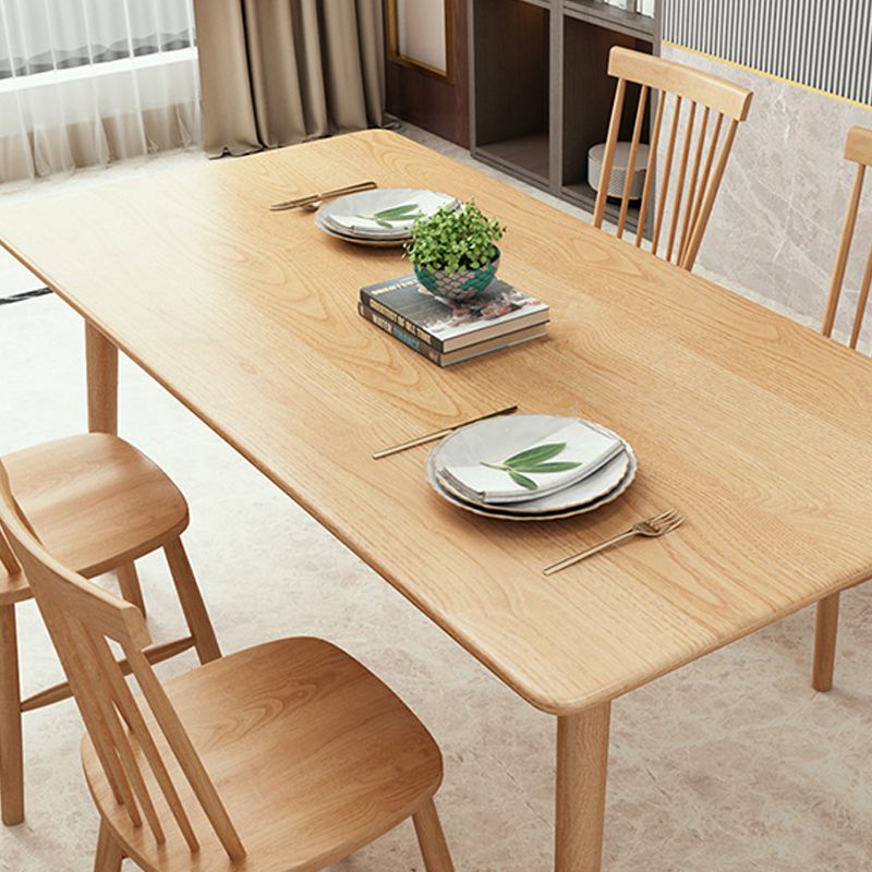 Glam Style Wooden Dining Table Rectangle Table with Wood Legs for Kitchen