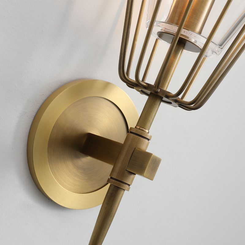 Metal Modern Wall Sconce Geometric Shape Wall Light with Glass Shade for Bedroom