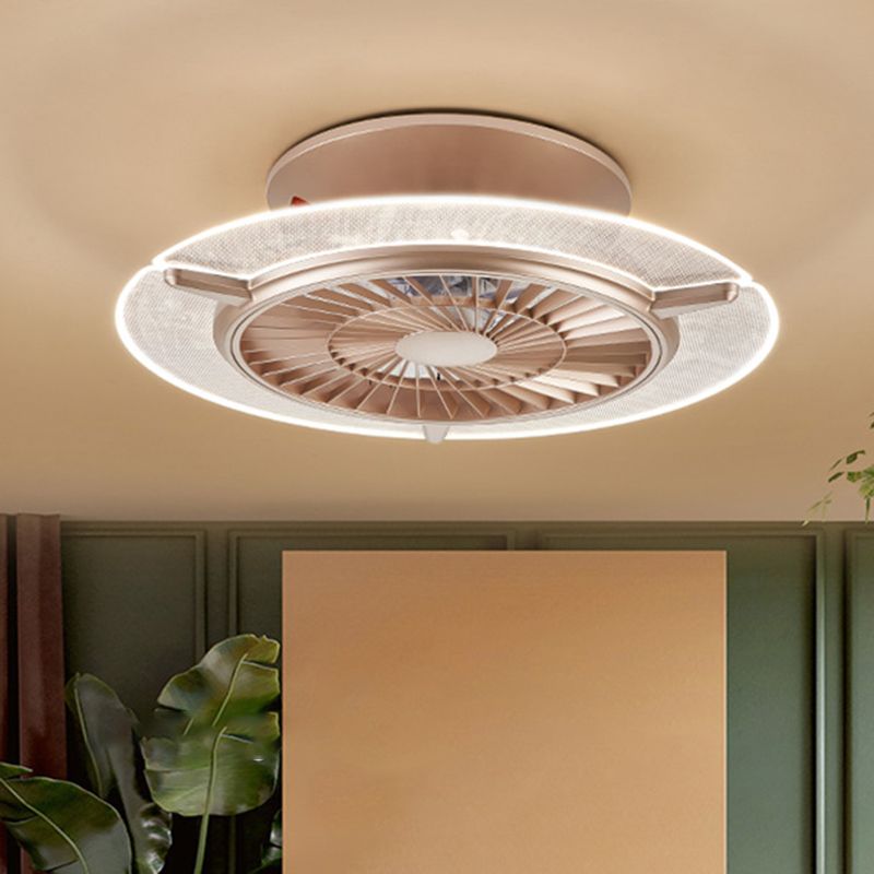 Gold/Silber -LED -Deckenlüfter Beleuchtung Modernismus Metall Rund/Sechseck Semi Flushmount für Wohnzimmer, 23,5 "breit