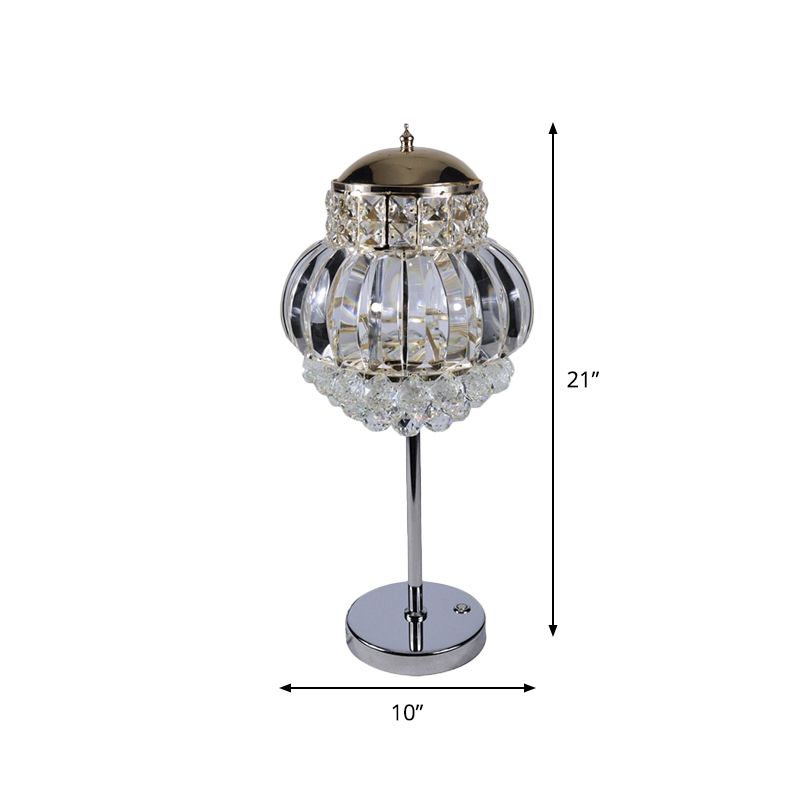 Chrome LED Night Night Modern Style Clear/Champagne Crystal Globe Tafe Lamp met dimmer knop