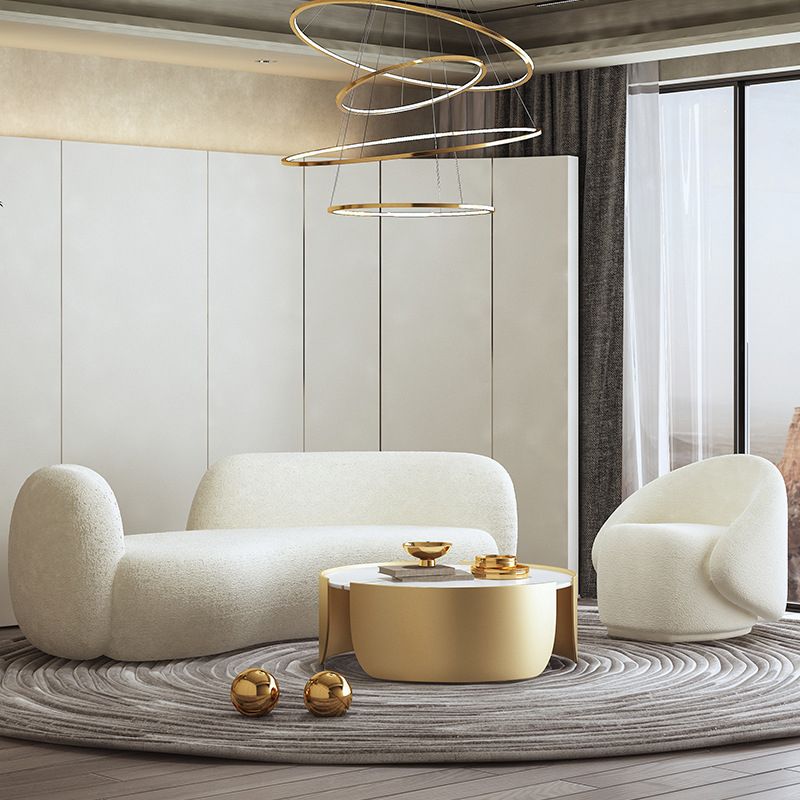 Contemporary Fabric Curved Sofa Tight Back Tuxedo Arm Seating