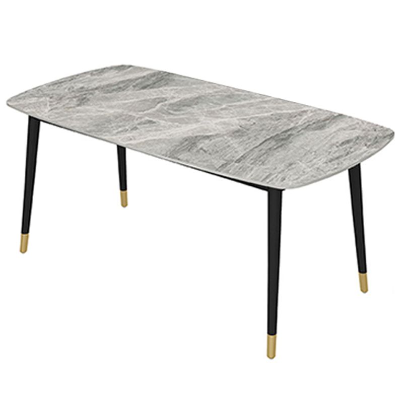 Industrial Dining Rectangle Table Sintered Stone Table with Metal Legs for Home