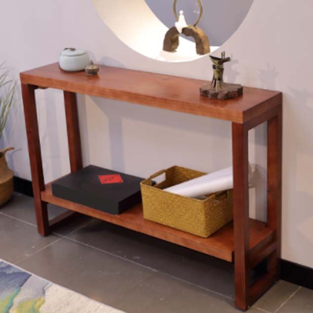 Mid-Century Modern Pine Console Sofa Table Rectangle End Table for Hall