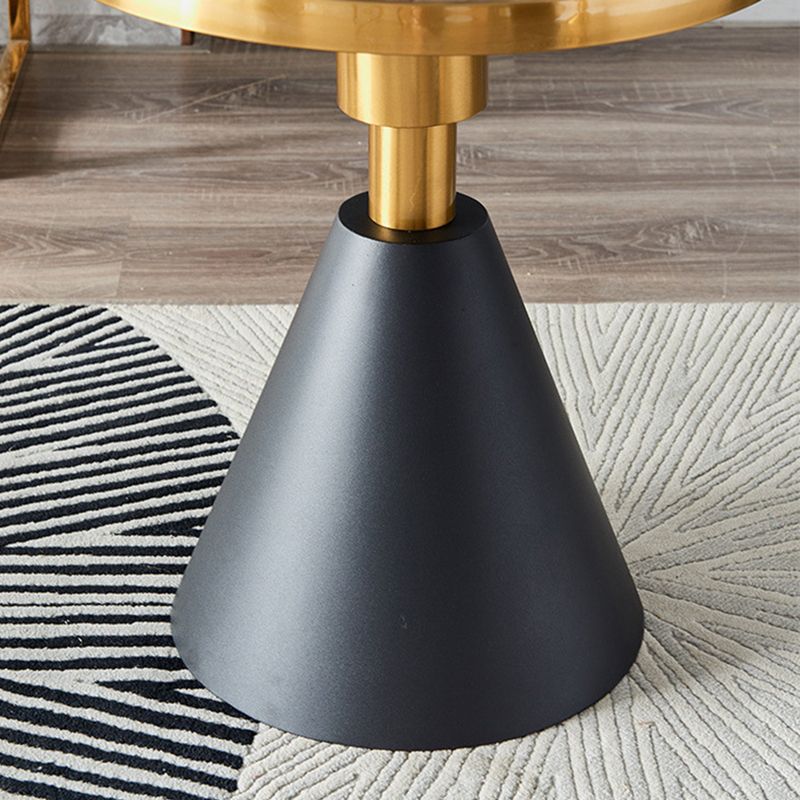 Glam Glossy Marble/Stone Top End Table Stainless Steel Pedestal Sofa Side Table