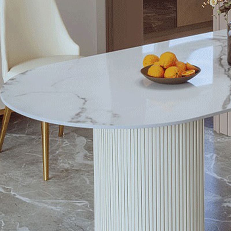 Sintered Stone White Dining Table Traditional Luxury Dining Table for Home Use