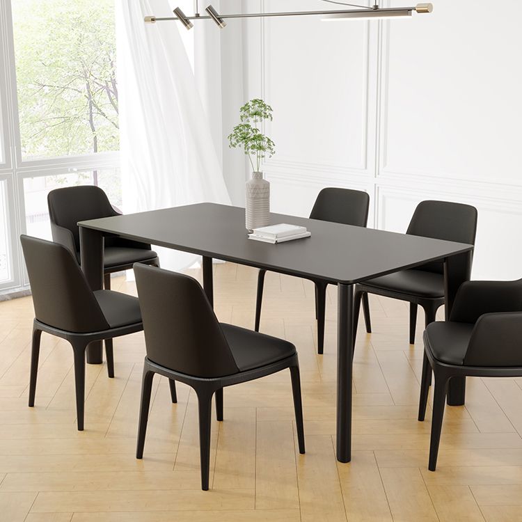 Top de piedra sinterizada Mesa negra moderna para la mesa de comedor rectangular de restaurantes con 4 patas