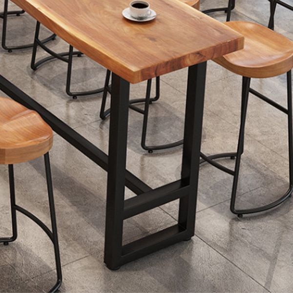 Modern Trestle Bar Height Pub Table Solid Wood Natural Bar/Dinette Table for Shop