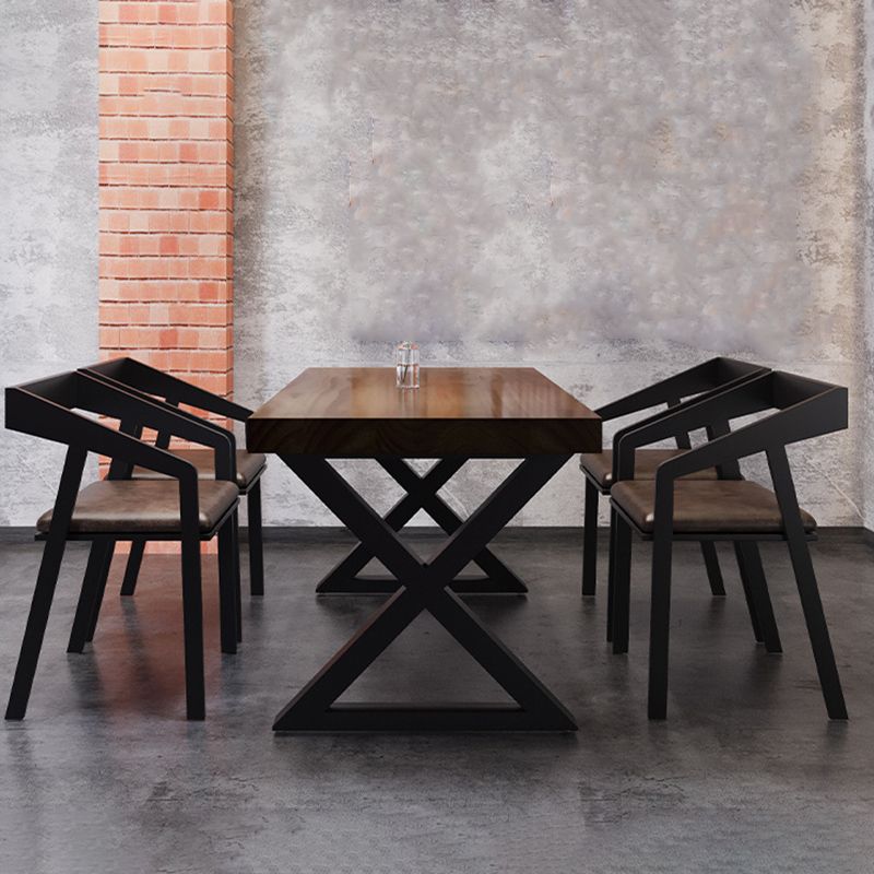 Industrial 1/4/5 Pieces Dining Set Rectangle Pine Wood Dining Table for Dining Room Cafe