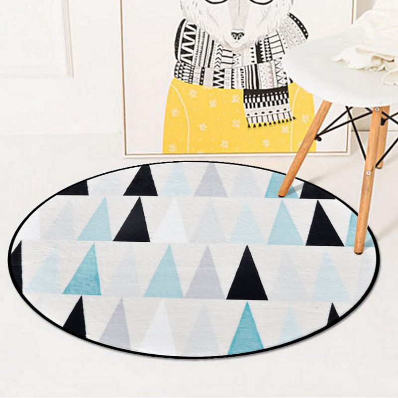 Nordic Living Room Area Rug Multicolor Geometric Shapes Print Carpet Synthetics Anti-Slip Pet Friendly Machine Washable Rug