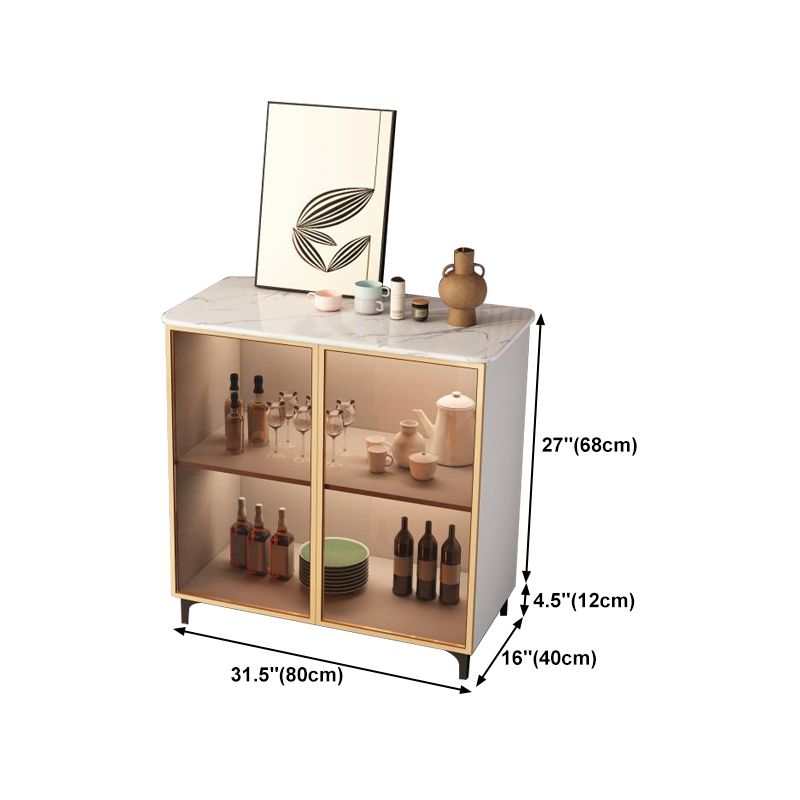 Glam Style Stone Buffet Sideboard 31.5"H Dining Room 2-Door Buffet Server