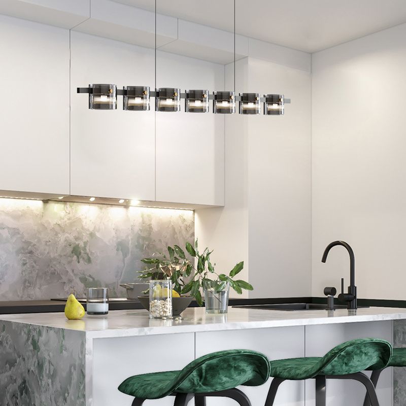 Modern Island Light LED Island Hanging Light with Glass Shade for Dining Room