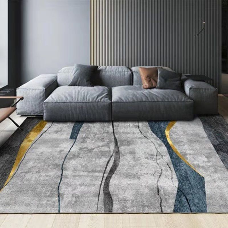 Modern Indoor Rug Washable Area Rug Polyester Non-Slip Backing Carpet for Living Room