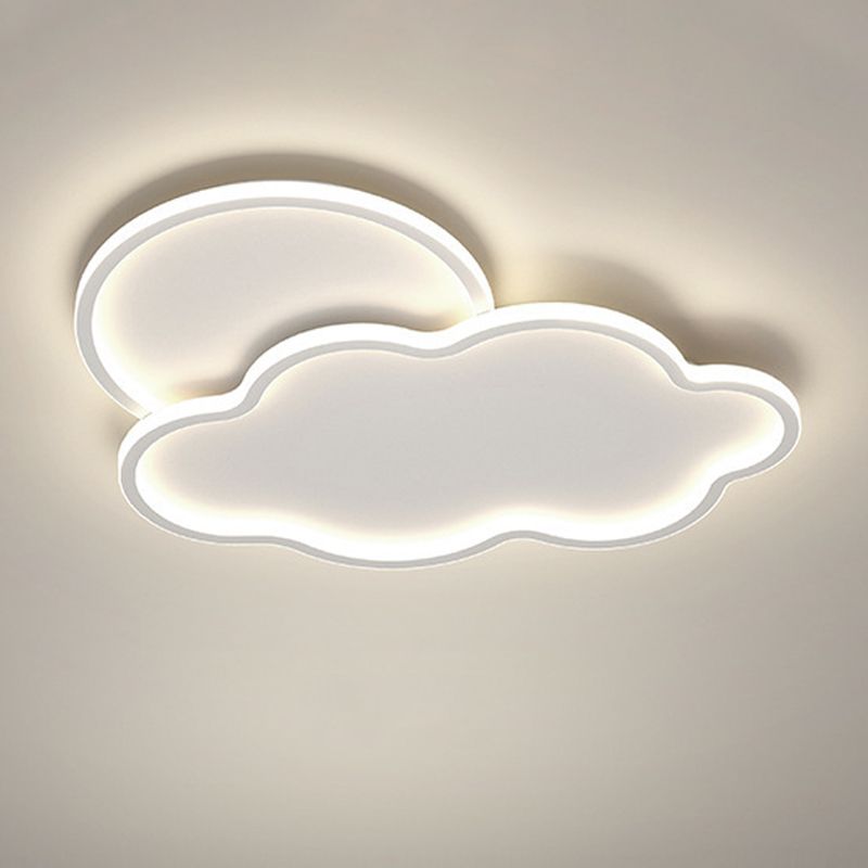 Geometric Shape Flush Mount Modern Style Metal 1 Light Flush Ceiling Light in White