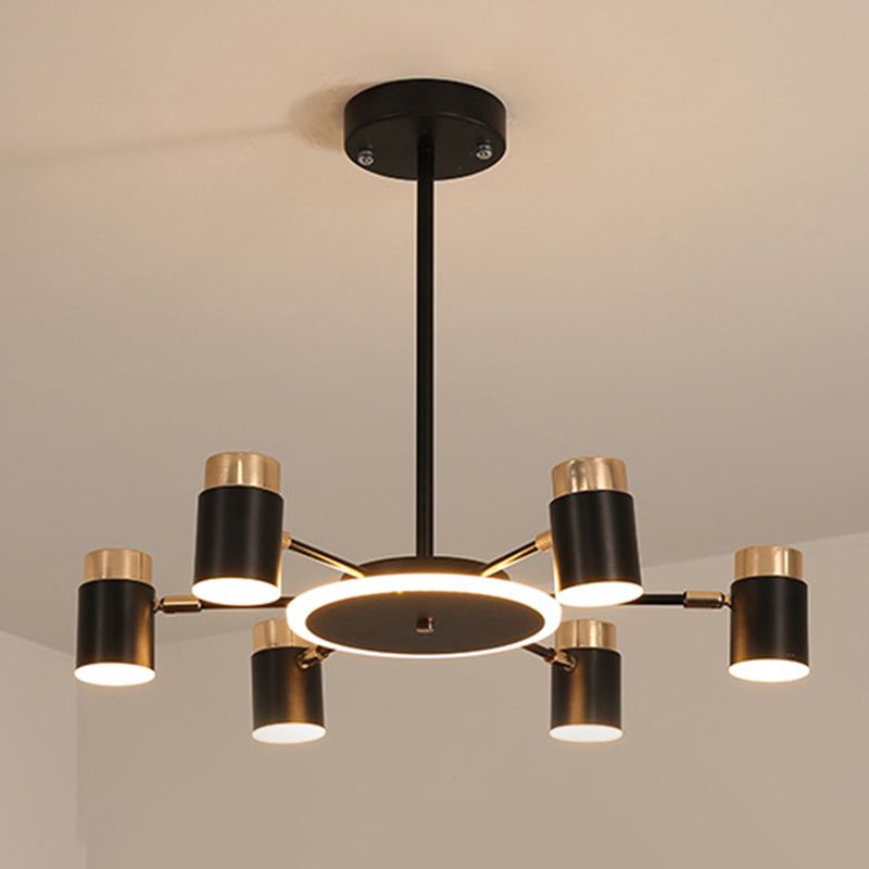 Metal Starburst Chandelier Pendant Light Minimalist Style LED Hanging Light Fixture in Black