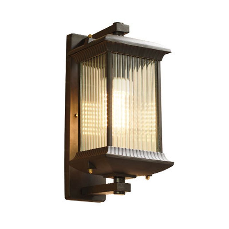 Industrial Metal Wall Sconce Rectangle Shape Wall Light with Glass Shade for Living Room