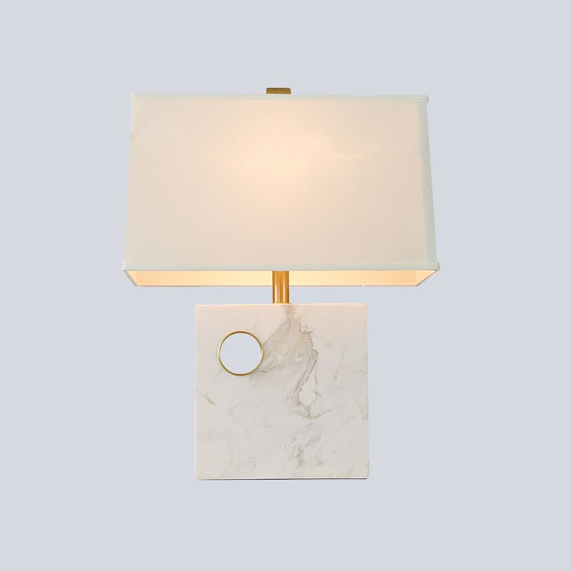 Task task task task modern 1 tête blanc petite lampe de bureau avec base en marbre carré