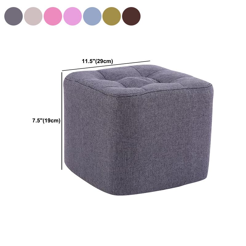 Modern Pouf Ottoman Fabric Upholstered Tufted Solid Color Square Ottoman