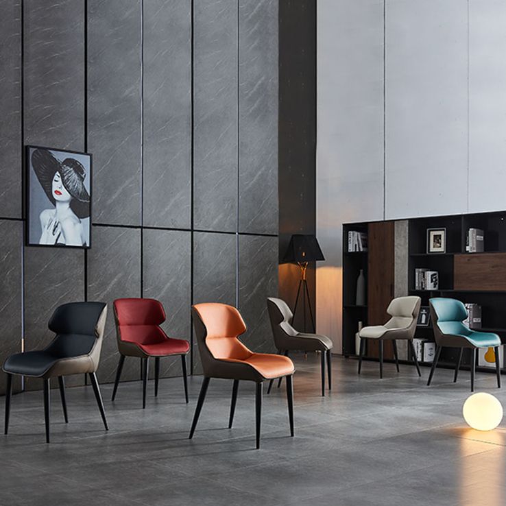 Faux Leather and Metal Armless Dining Chairs Modern Side Chair