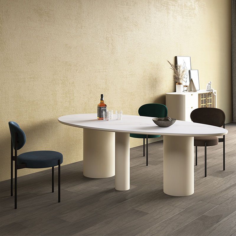 Modern Stone Top Dinette Table Oval Home Kitchen Dinner Tripod Dining Table