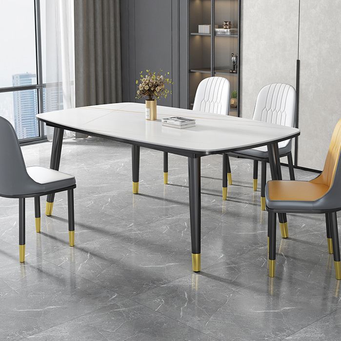 Modern Sintered Stone Top Kitchen Dining Table Rectangle Shape Dining Table with 4 Legs Base