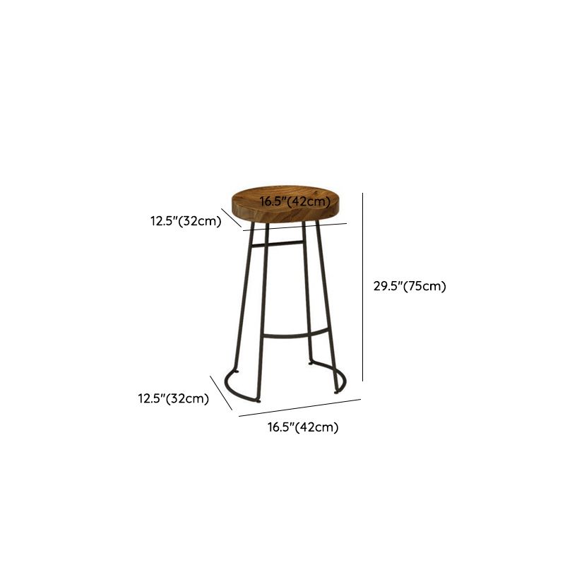 Armless Solid Wood Dining Stool Contemporary Bar Stool with Footrest