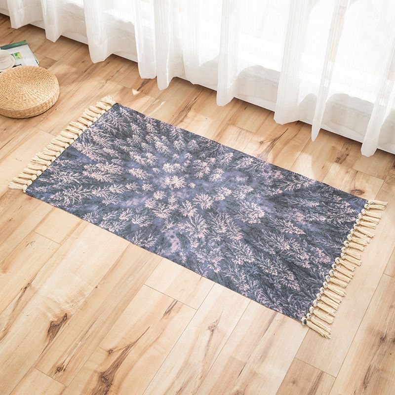 Vivid Plant Knit Rug Multi Colored Modern Rug Synthetics Pet Friendly Carpet for Guest Room
